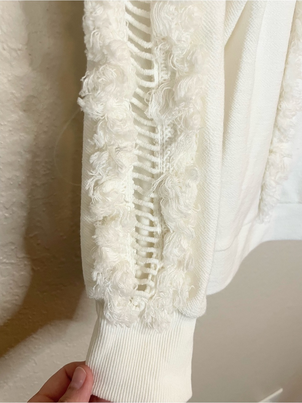 Sugarlips Houston Fringe White Cotton Sweatshirt NWT S - Picture 6 of 12